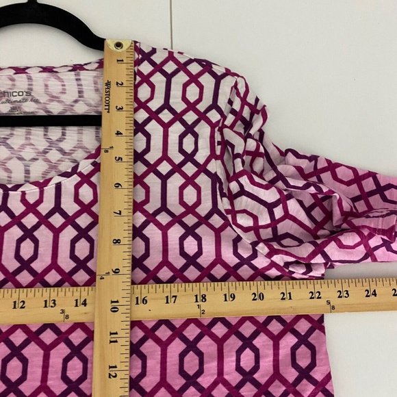 CHICOS Ultimate Tee Short Sleeve T Shirt Pink Knit Scoop Neck Size 3 US XL - Picture 7 of 8